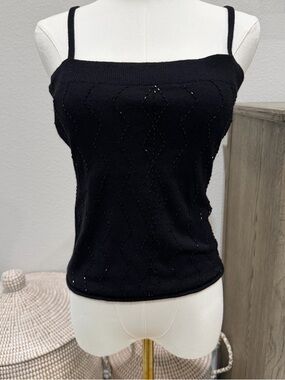 Banana Republic Women's Spaghetti Strap Angora/Cashmere Beaded Design Top